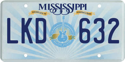 MS license plate LKD632
