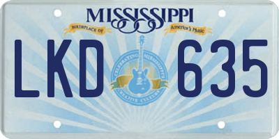 MS license plate LKD635