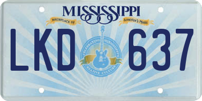 MS license plate LKD637