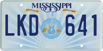 MS license plate LKD641