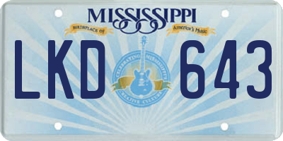 MS license plate LKD643