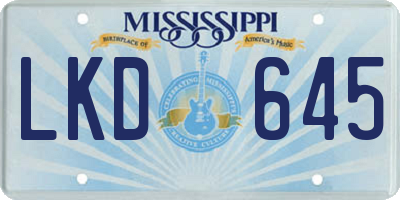 MS license plate LKD645