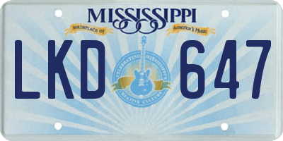 MS license plate LKD647