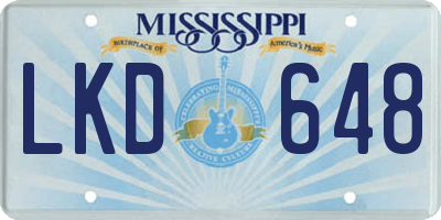 MS license plate LKD648