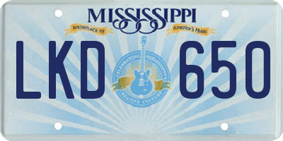 MS license plate LKD650