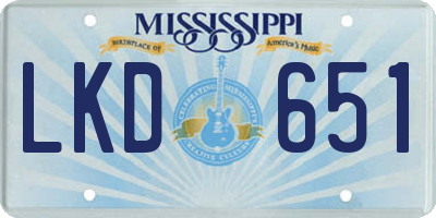 MS license plate LKD651