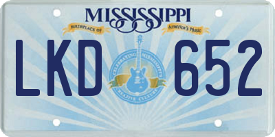 MS license plate LKD652