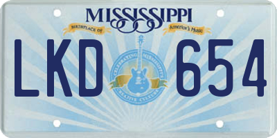 MS license plate LKD654