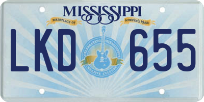 MS license plate LKD655