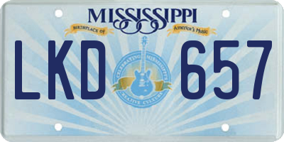 MS license plate LKD657