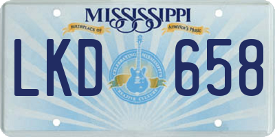 MS license plate LKD658