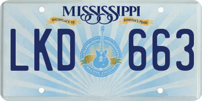 MS license plate LKD663