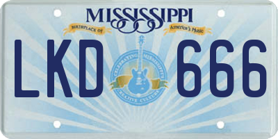 MS license plate LKD666
