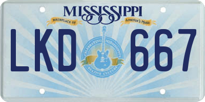 MS license plate LKD667