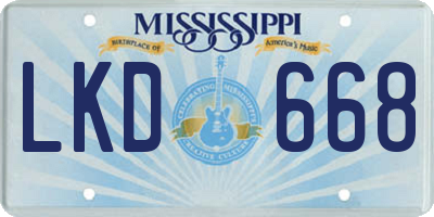 MS license plate LKD668