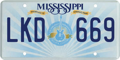 MS license plate LKD669
