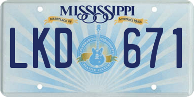MS license plate LKD671
