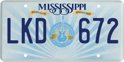 MS license plate LKD672