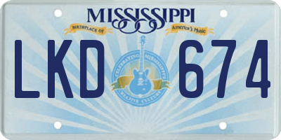 MS license plate LKD674