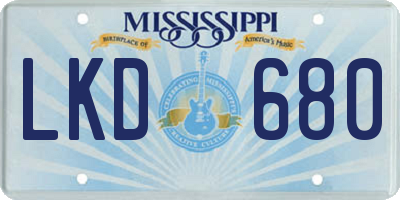 MS license plate LKD680
