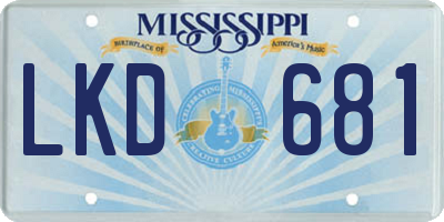 MS license plate LKD681