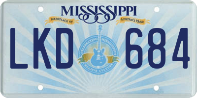 MS license plate LKD684