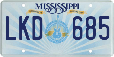 MS license plate LKD685