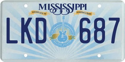 MS license plate LKD687