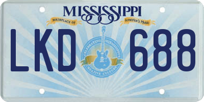 MS license plate LKD688