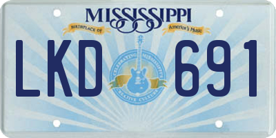 MS license plate LKD691