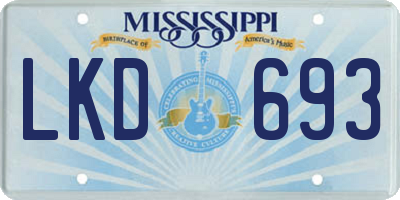 MS license plate LKD693