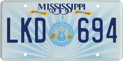 MS license plate LKD694