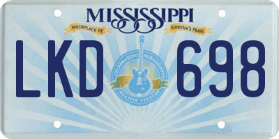 MS license plate LKD698