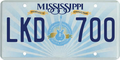 MS license plate LKD700