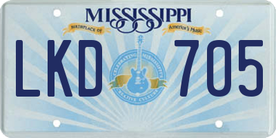 MS license plate LKD705
