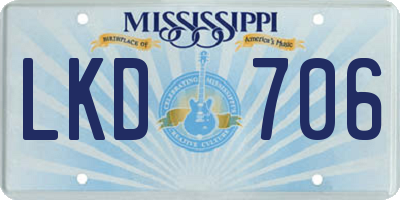 MS license plate LKD706