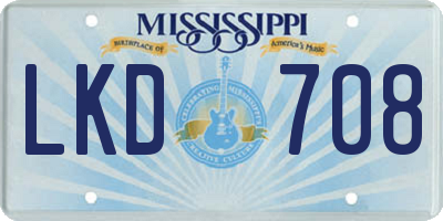 MS license plate LKD708