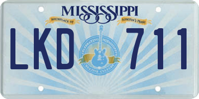 MS license plate LKD711