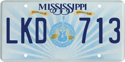 MS license plate LKD713