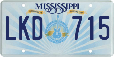 MS license plate LKD715