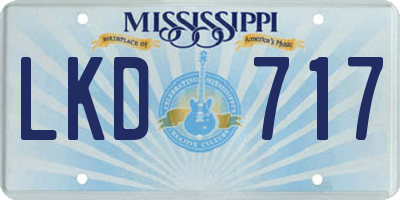 MS license plate LKD717