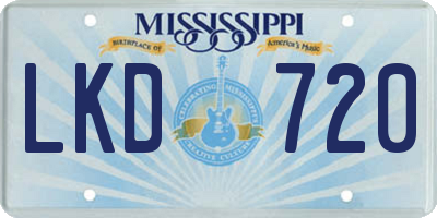 MS license plate LKD720