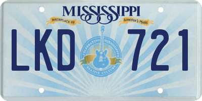 MS license plate LKD721