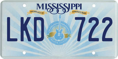 MS license plate LKD722