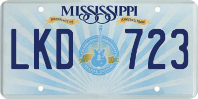 MS license plate LKD723