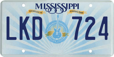 MS license plate LKD724
