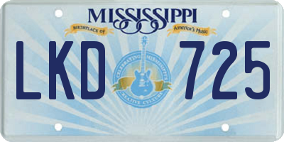 MS license plate LKD725