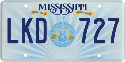 MS license plate LKD727