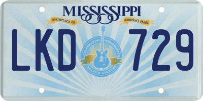 MS license plate LKD729