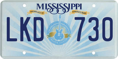 MS license plate LKD730